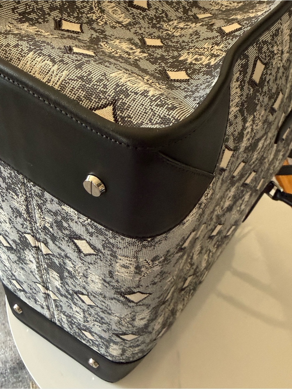 MCM Large Logo Monogram Tote in Gray and Black - Picture 9 of 16